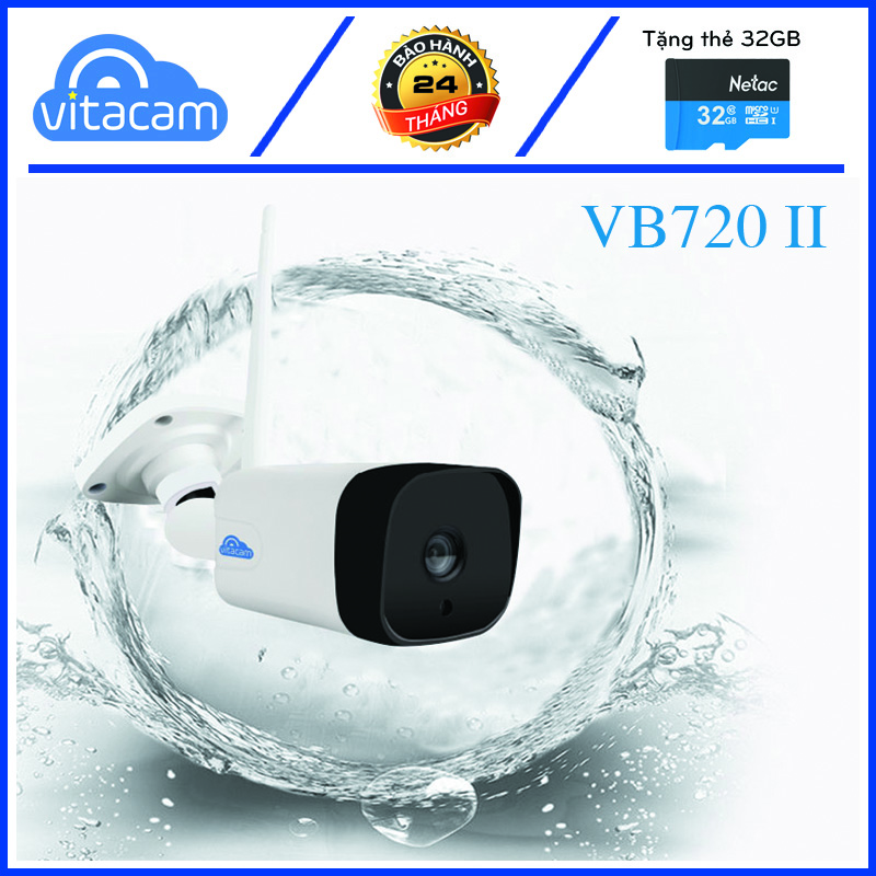 CAMERA IP NGOÀI TRỜI VITACAM VB720II - 1.0MPX HD 720P - CÓ LOA MICRO ĐÀM THOẠI, GHI ÂM, CHỐNG NƯỚC CHẤT LƯỢNG CAO.