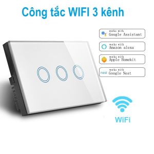 Công tắc cảm ứng wifi chữ nhật 3 kênh không có dây N
