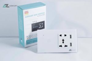 Công tắc cảm ứng kèm 2 ổ cắm có cổng USB sạc điện thoại Azsmart