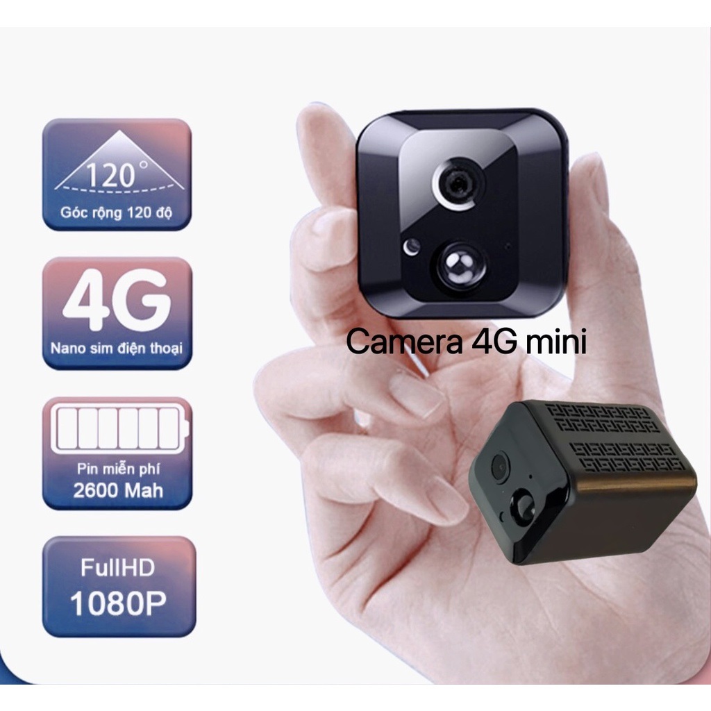 Camera 4G mini 2K 4Mp dùng sim 4G- TÍCH HỢP PIN không dây kết nối điện thoại mini, giám sát hành trình