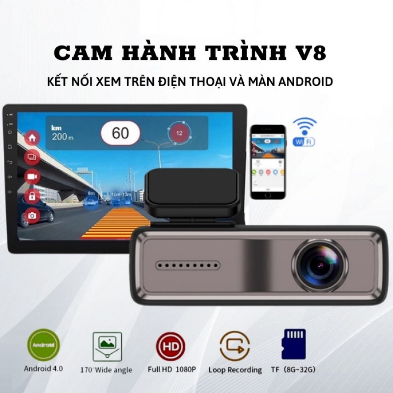 Camera Hành Trình V8 Cho Màn Hình DVD Android - Kết Nối WiFi Với Điện Thoại