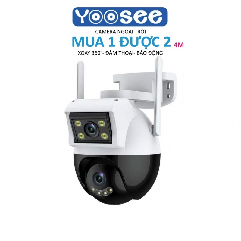 Camera Yoosee ngoài trời 2 mắt kép Ptz 8 led 5.0Mpx quay 360 độ, siêu nét, góc rộng, chịu nắng mưa, có màu ban đêm