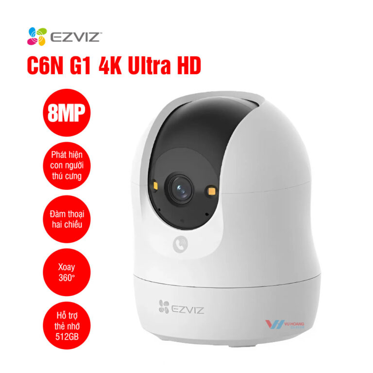 Camera EZVIZ C6N G1 4K: Góc Rộng, Đàm Thoại 2 Chiều, An Ninh Tuyệt Đối